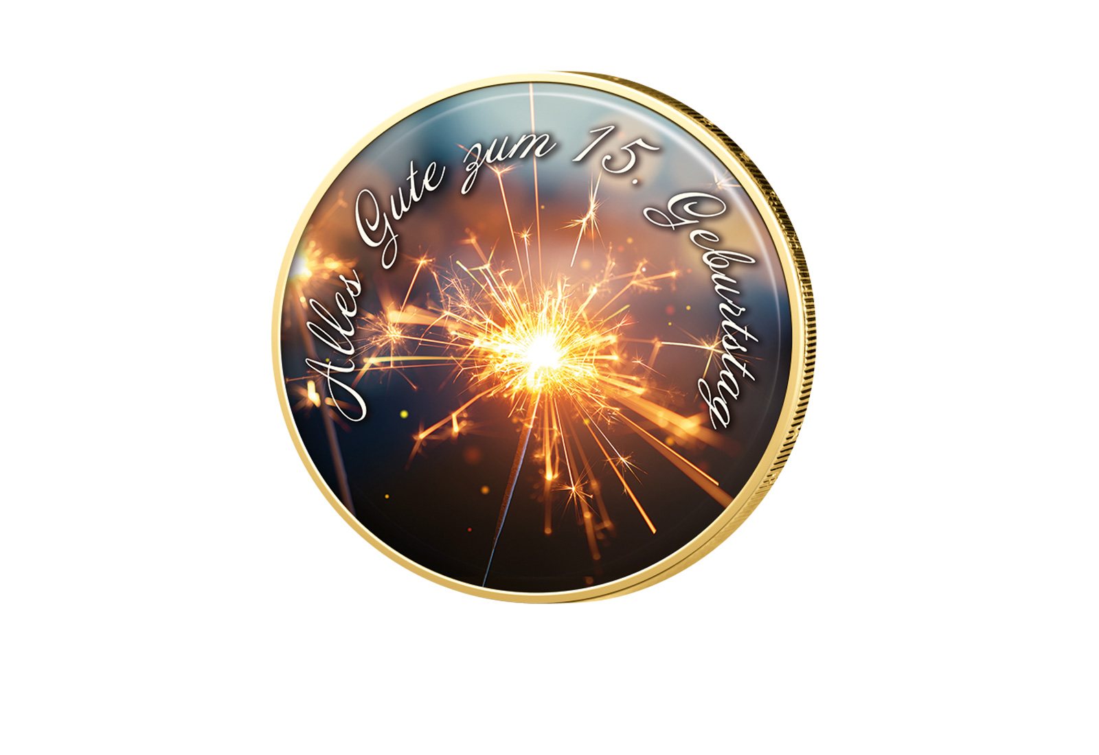 2 Euro vergoldet 15. Geburtstag mit Farbmotiv