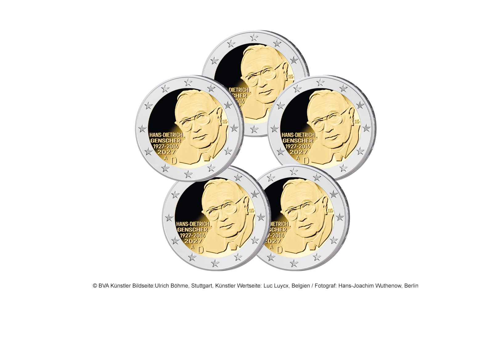 2 Euro 2027 Deutschland Hans-Dietrich Genscher Prägestätte A-J - Tauschpreis