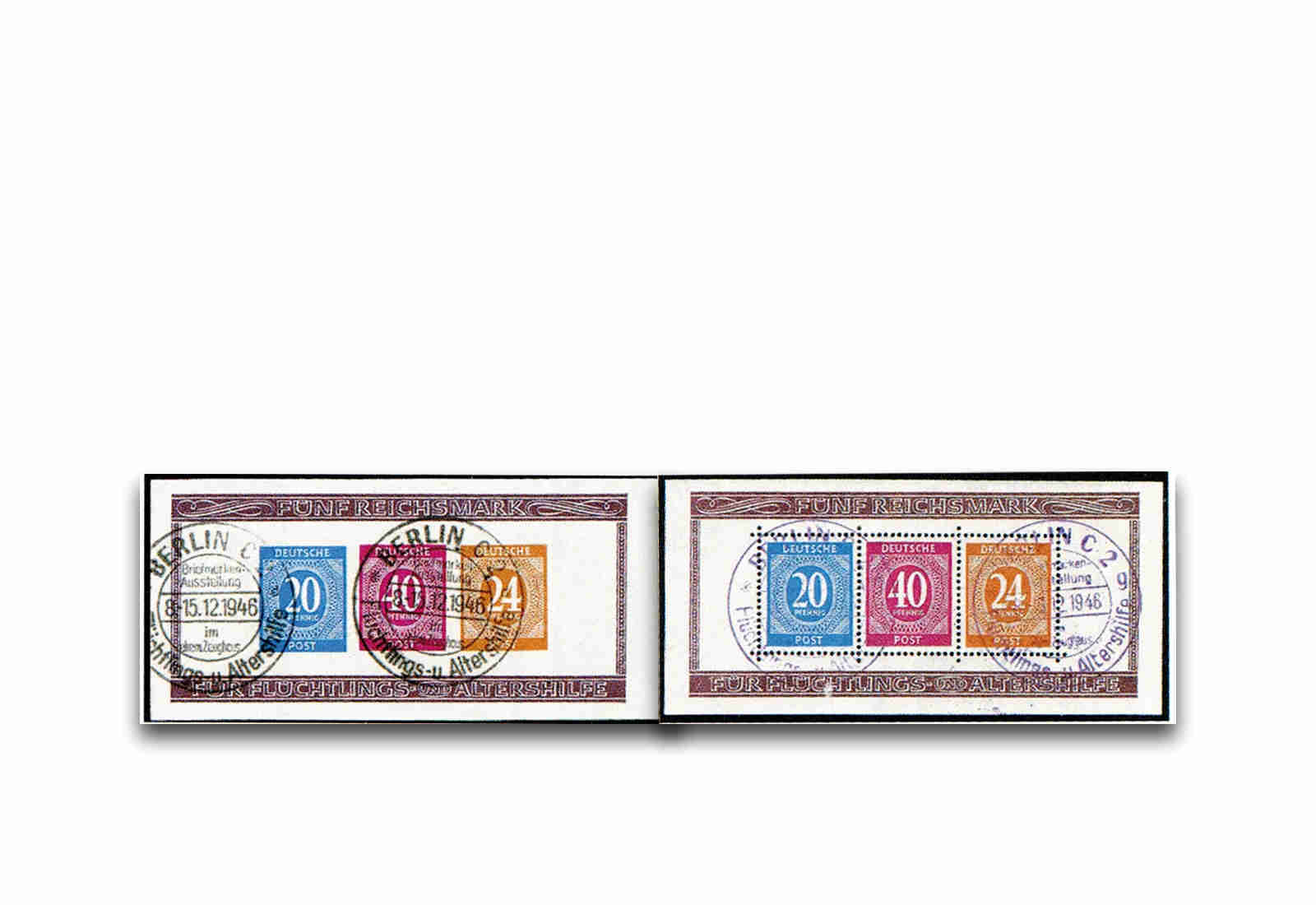 Alliierte Besatzung Briefmarkenausstellung Blocks 12 A/B gestempelt und geprüft BPP