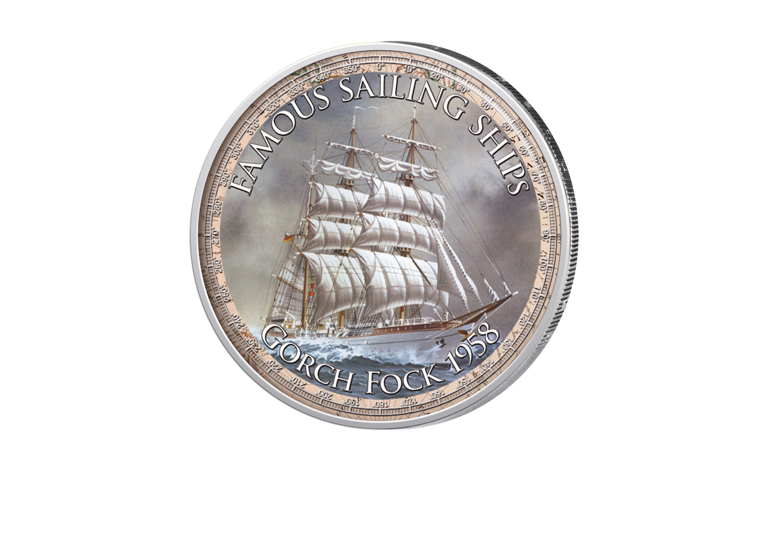 2 Euro mit Farbapplikation Gorch Fock 1958 Berühmte Segelschiffe