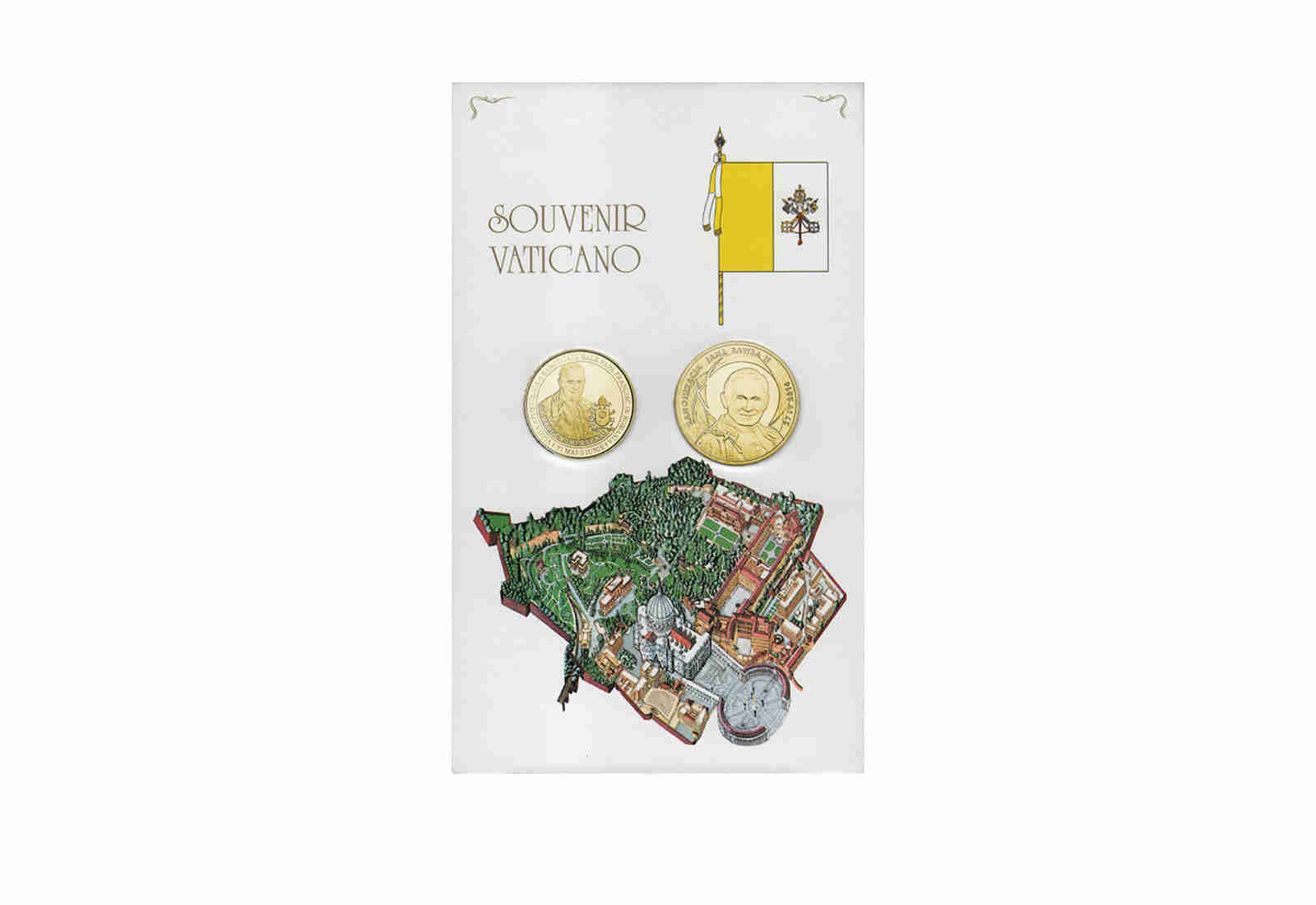 Souvenir - Karte Kollektion Papst Franziskus und Johannes Paul II.