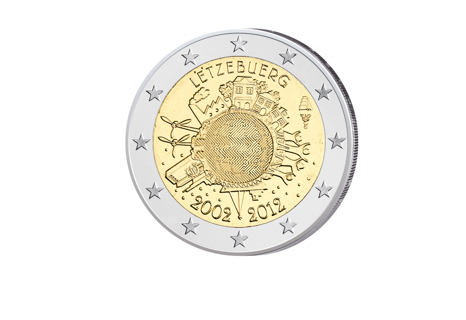 2 Euro 2012 Luxemburg 10 Jahre Euro Bargeld