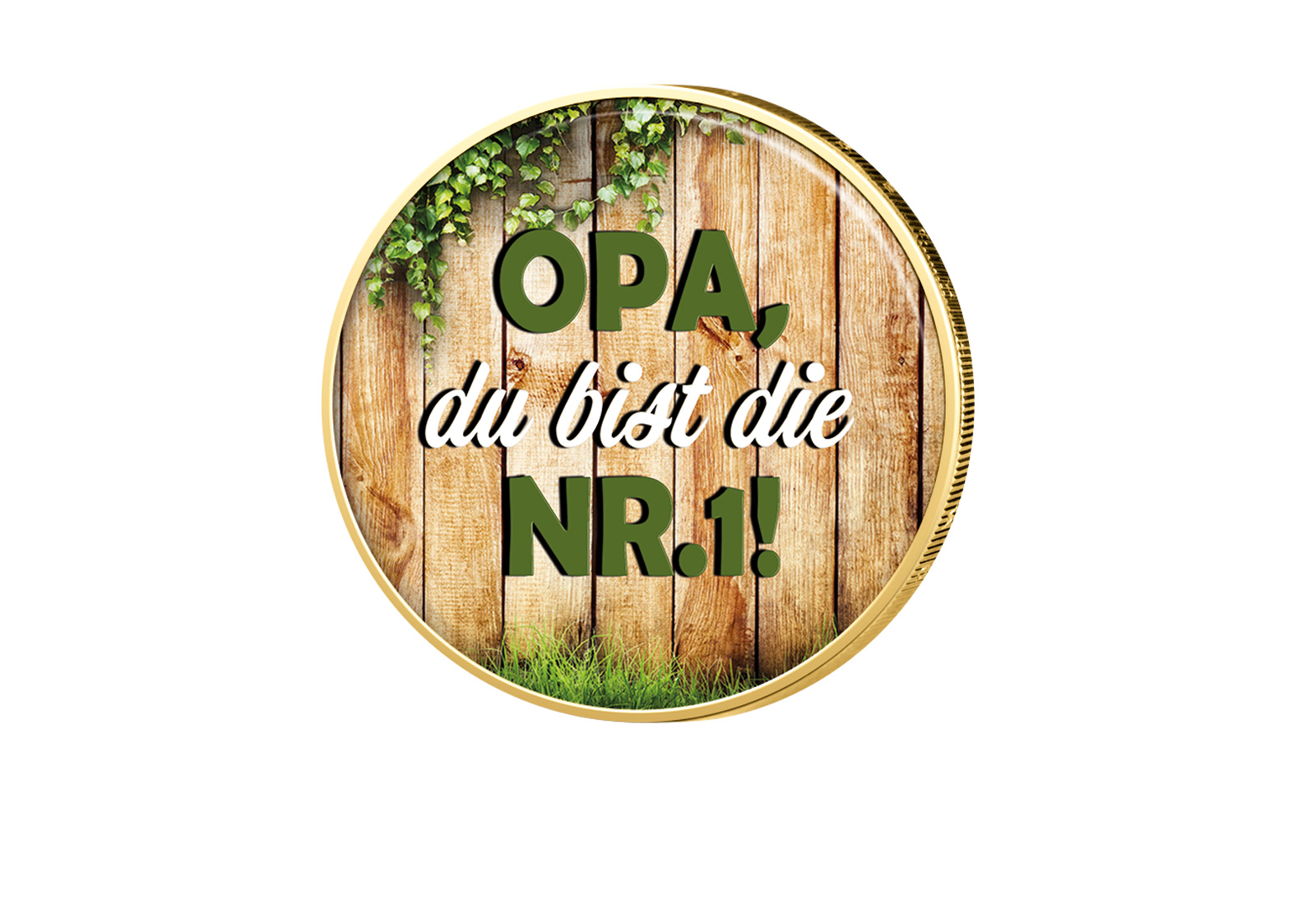 2 Euro mit Farbmotiv und 24 Karat Goldauflage Geschenk für den besten Opa