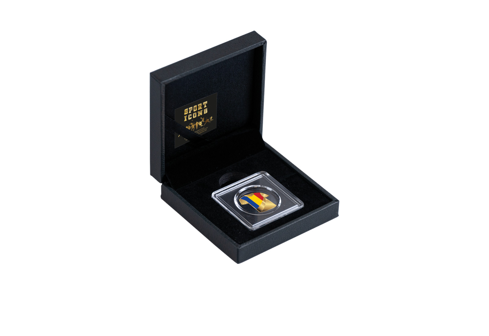 Goldmünze Motiv "Trikot Rumänien" im Geschenketui