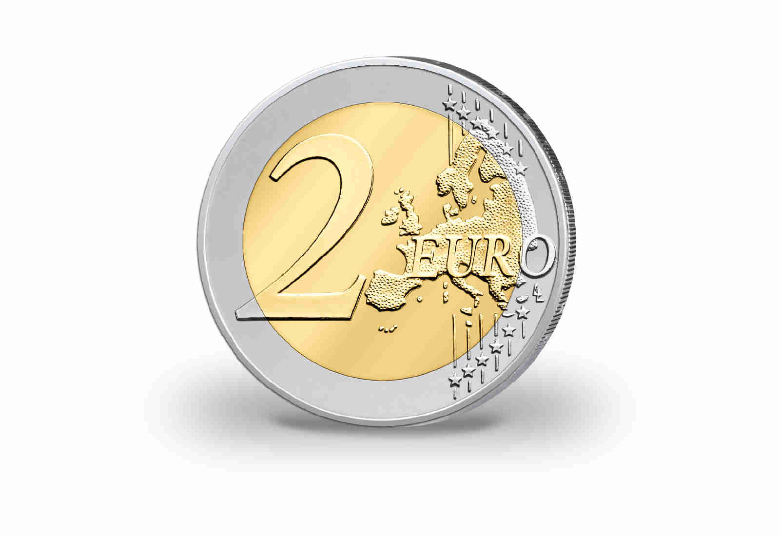 2 Euro vergoldet mit Farbmotiv Frieden Motiv 1