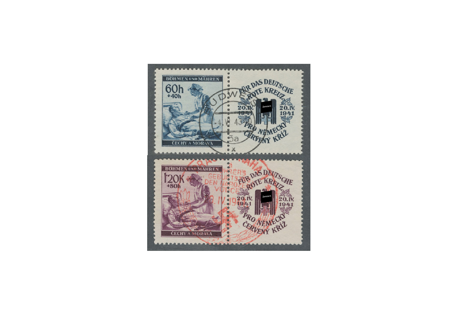 Briefmarken Böhmen und Mähren Michel Nr. 62 - 63 Zf gestempelt