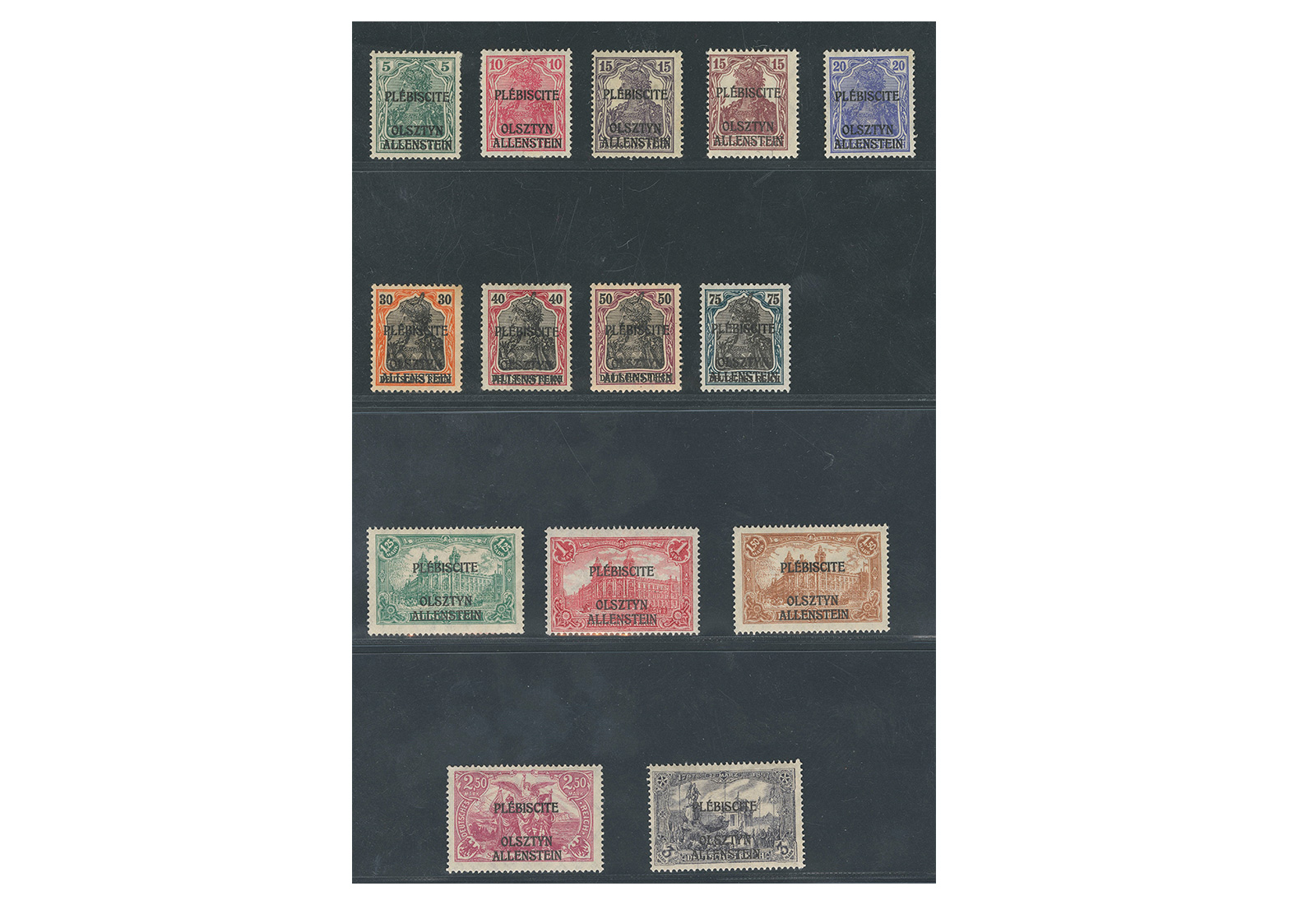 Briefmarken Allenstein Dt.Besetzung-1.Weltkrieg MiNr. 1/14 gest.