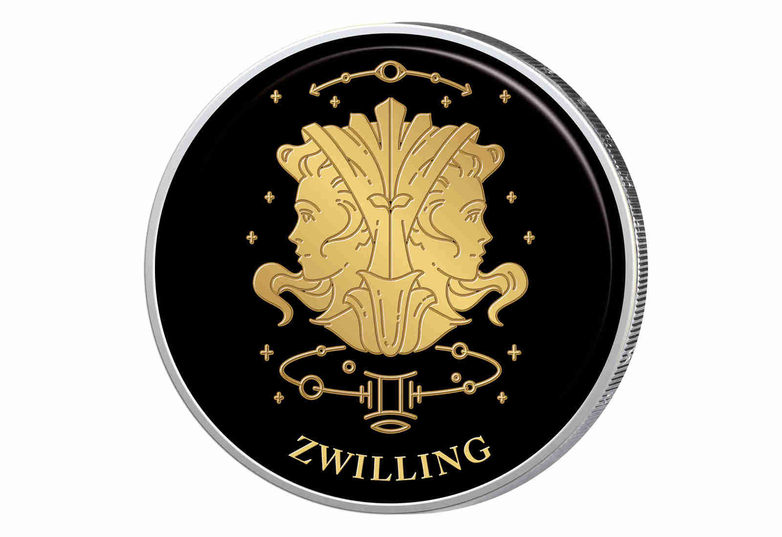 2 Euro mit Farbapplikation Sternzeichen Zwilling