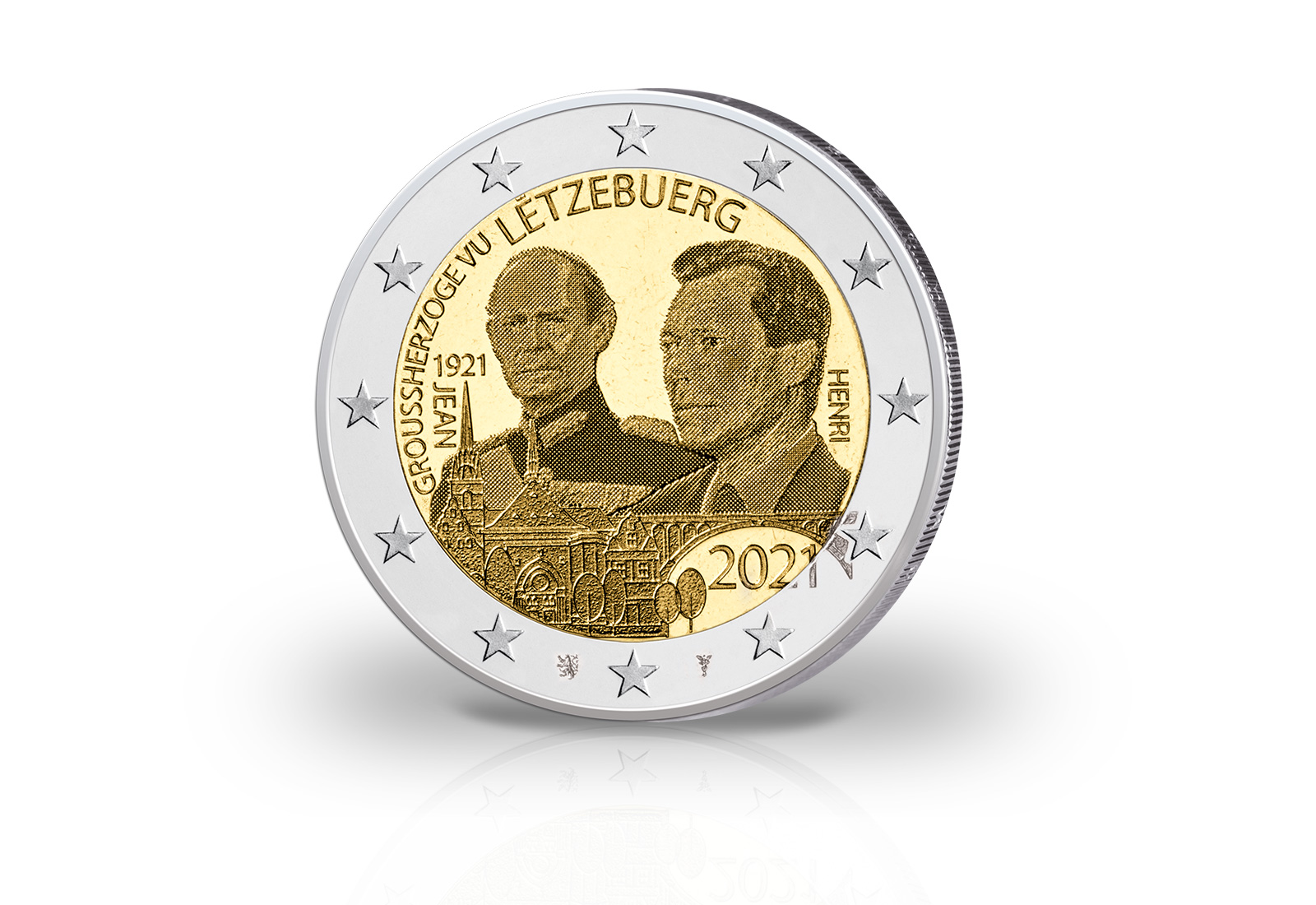 2 Euro 2021 Luxemburg 100. Geburtstag Großherzog Jean Photoprägung
