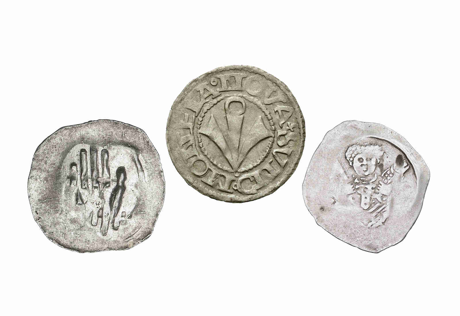 3er Set 13-16 Jhd Deutsches Mittelalter Heller Witten Pfennig im Etui inklusive Zertifikat