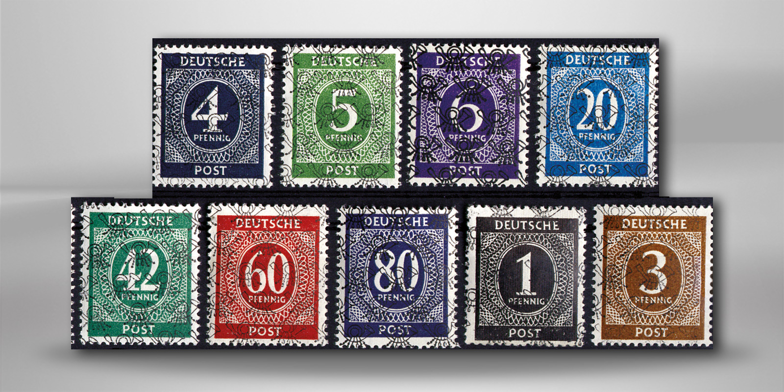 Bizone Michel-Nr. I-IX II postfrisch geprüft Netzaufdruck