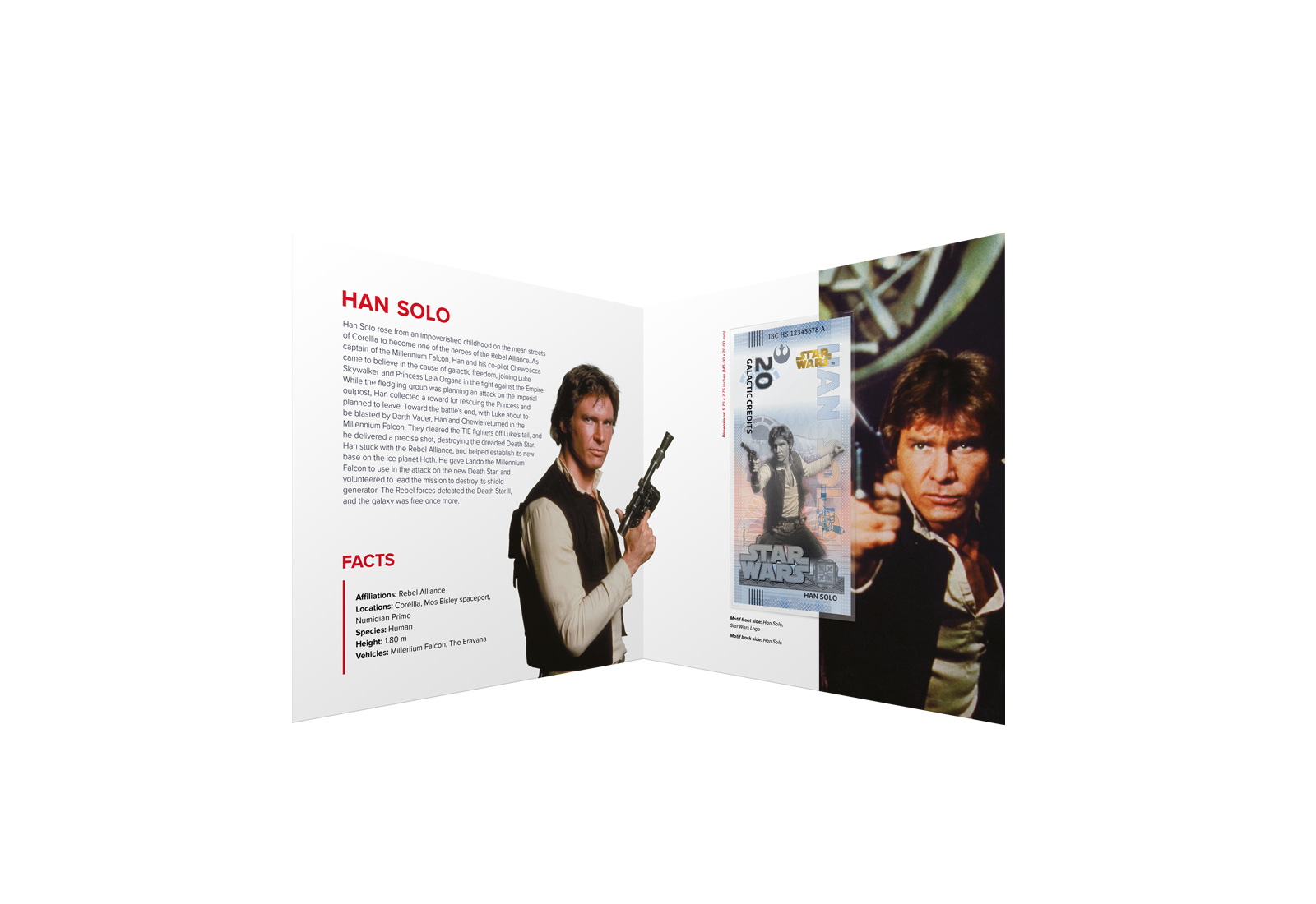 Souvenir 20 Galactic Credit Han Solo in Klappkarte Star Wars Serie