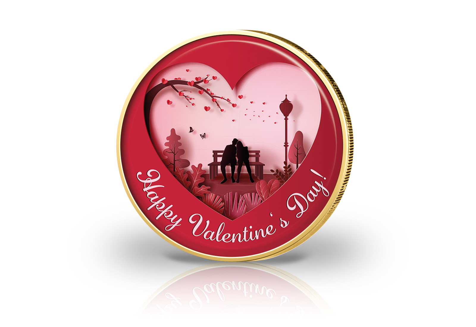 2 Euro vergoldet Valentinstag mit Farbmotiv