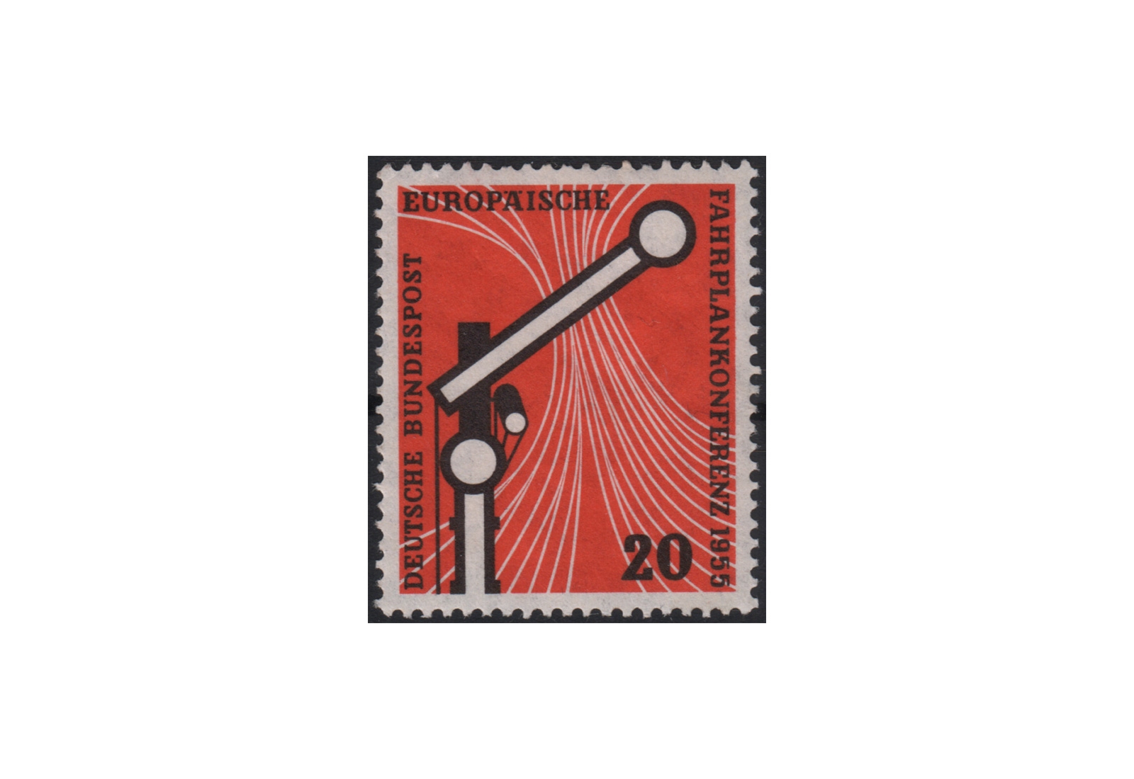 Briefmarke BRD Europäische Fahrplankonferenz Wiesbaden 1955 Michel-Nr. 219 postfrisch
