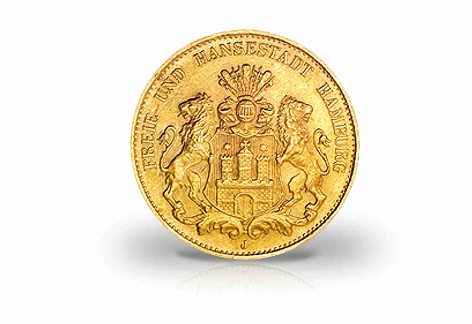 5 Mark Goldmünze 1877 Kaiserreich Hamburg Jaeger-Nr. 208