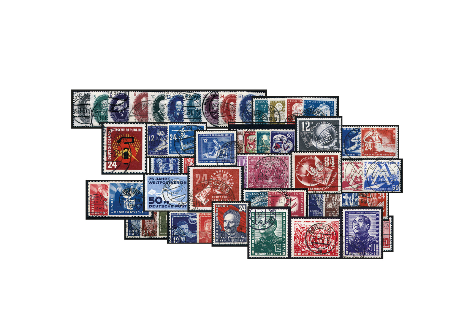 Briefmarken DDR-Kollektion Michel-Nr. 242-297 ohne Block 7 gestempelt