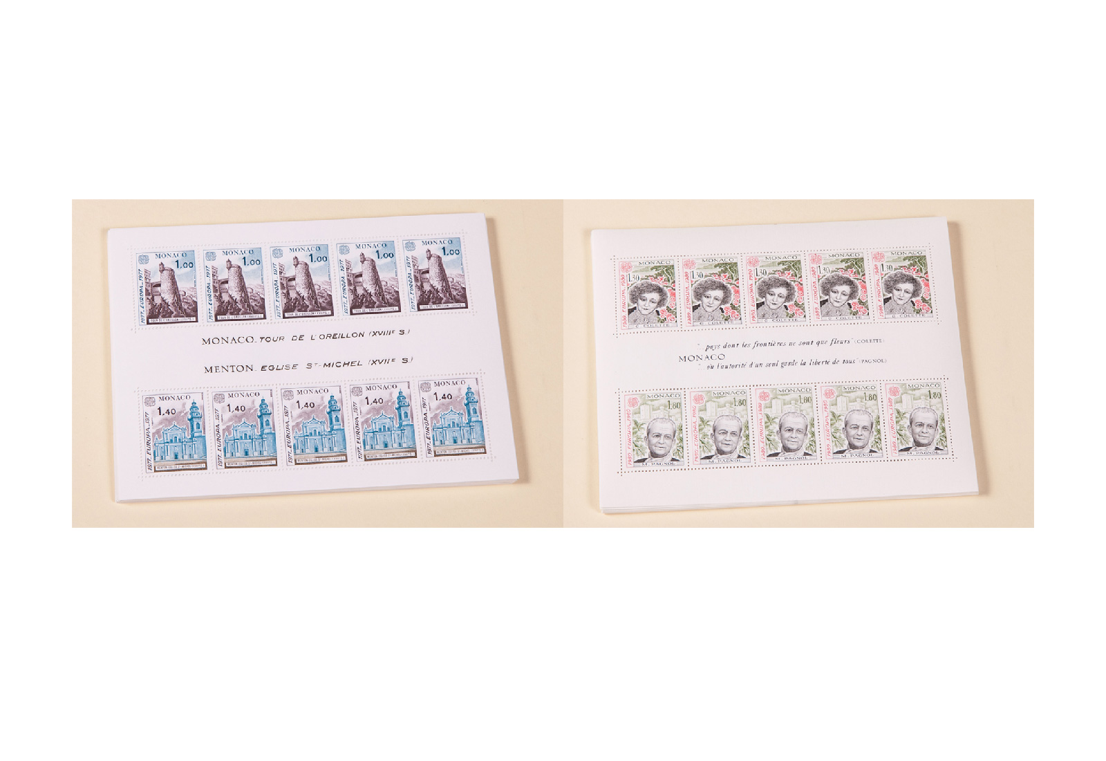 Briefmarken CEPT 5 verschiedene Monaco-Blocks postfrisch per 50 Stück