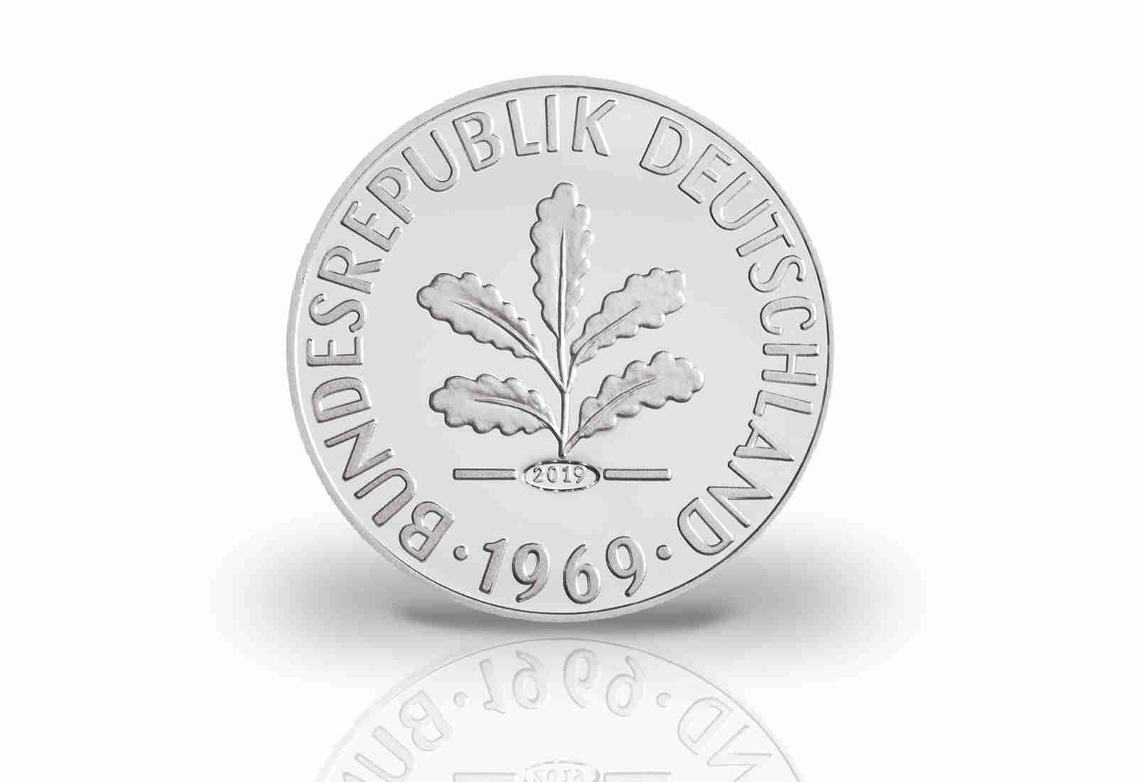 2 Pfennig 1969 J Neuprägung mit Feinsilberauflage