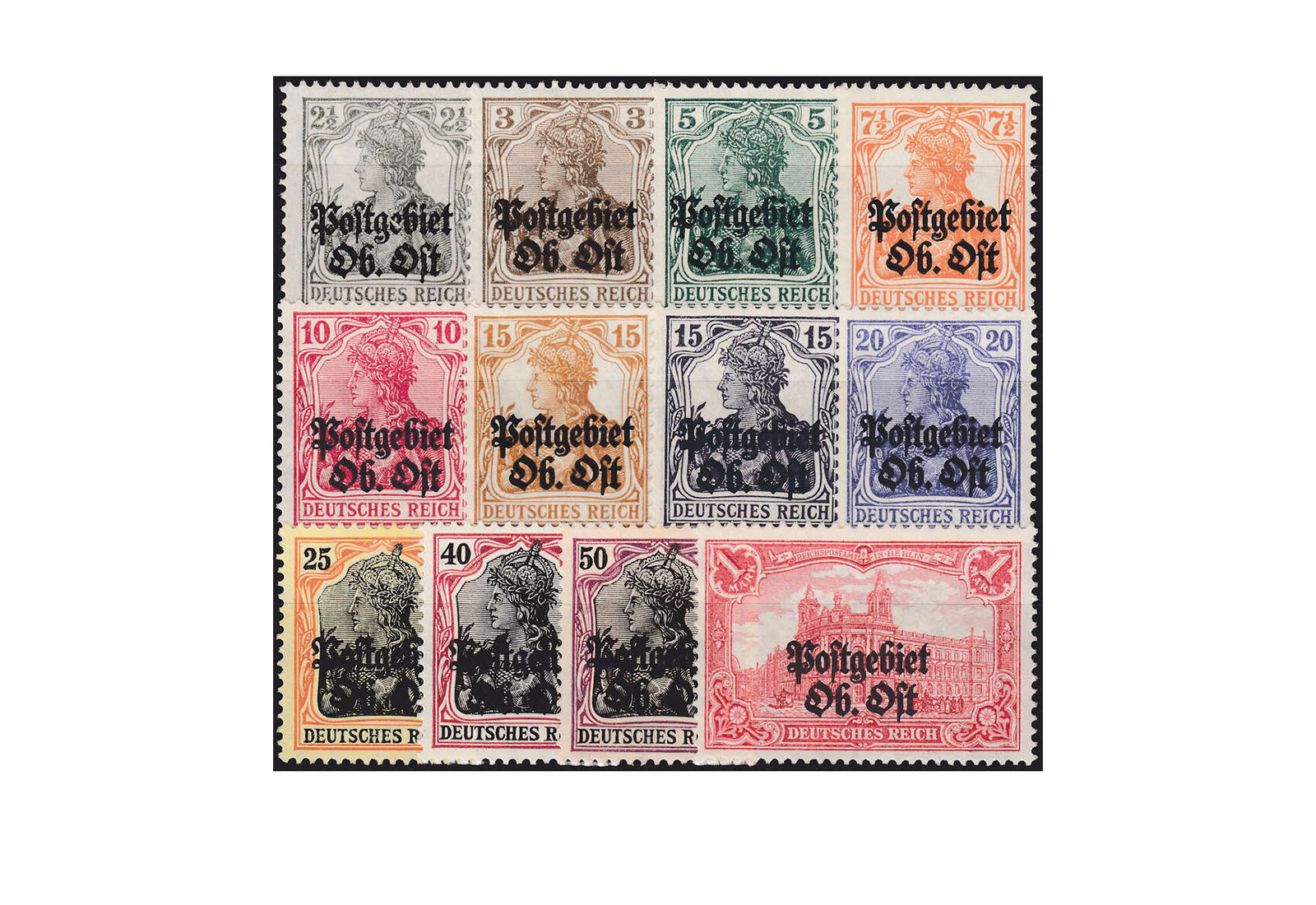 Briefmarken Oberbefehlh.Ost Dt.Besetzung-1.Weltkrieg MiNr.1/12 **