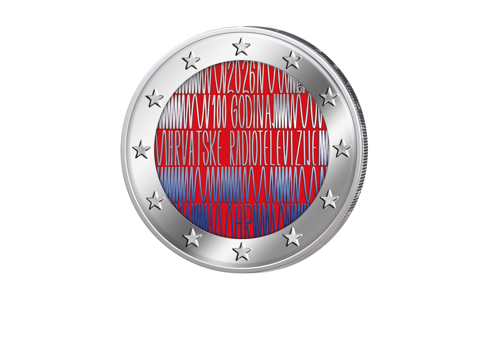 2 Euro 2026 Kroatien 100 Jahre kroatischer Rundfunk mit Farbapplikation
