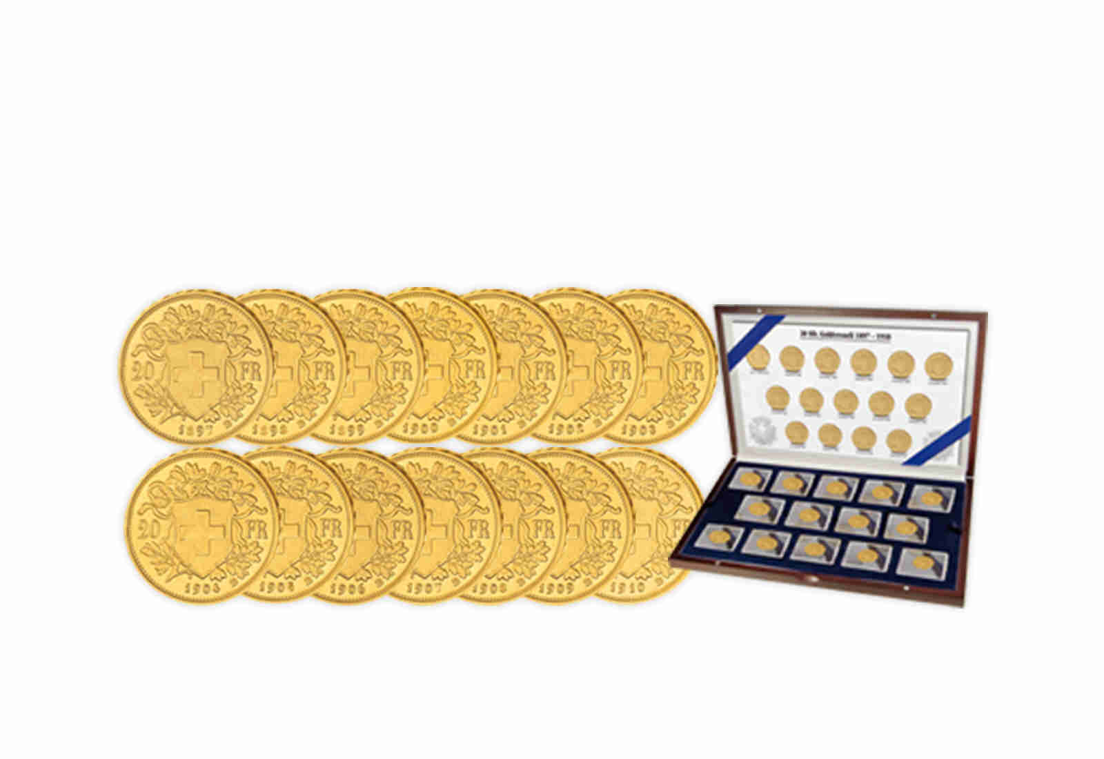 20 Franken Goldvreneli 1897- 1910 Schweiz als 14er Set
