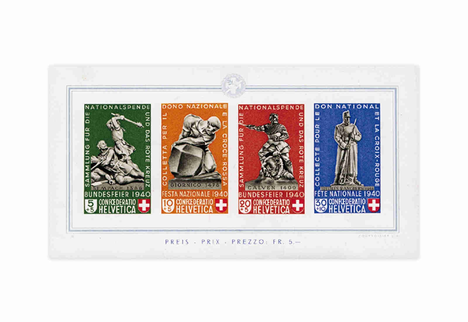 Briefmarken Schweiz Pro Patria 1940 Michel-Nr. Block 5 postfrisch