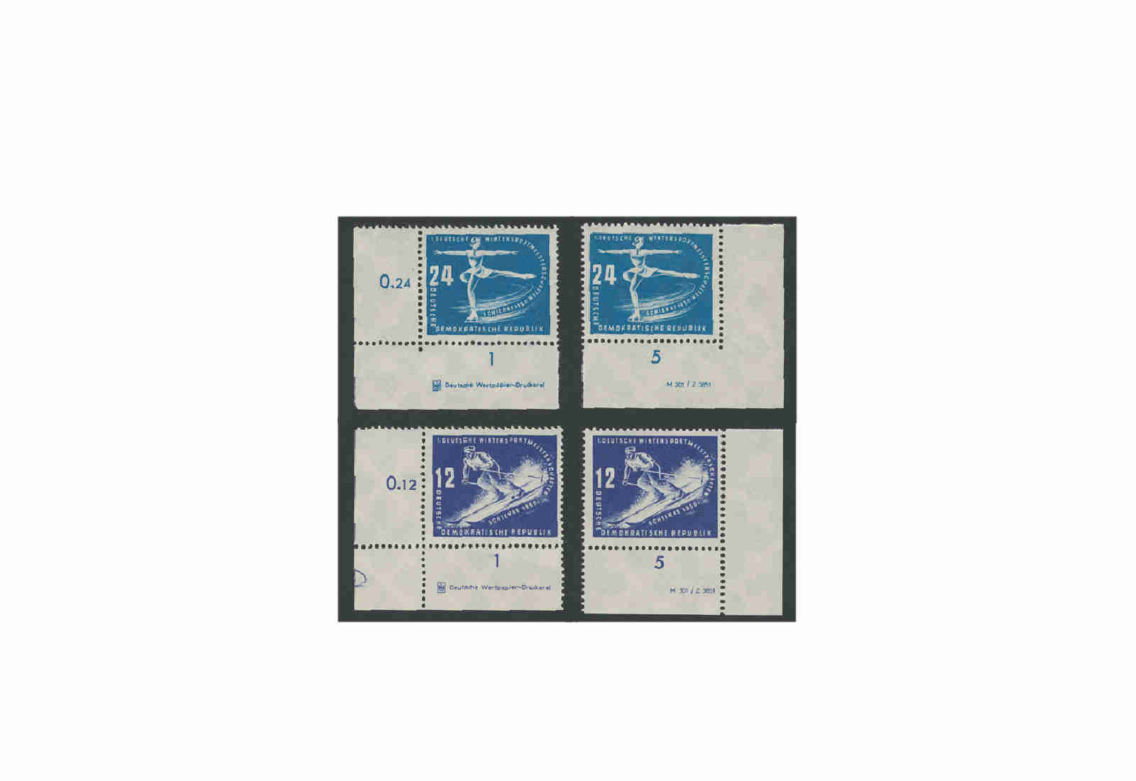 Briefmarken DDR Erste Wintersportmeisterschaften 1950 Michel-Nr. 246-247 DV+DZ postfrisch