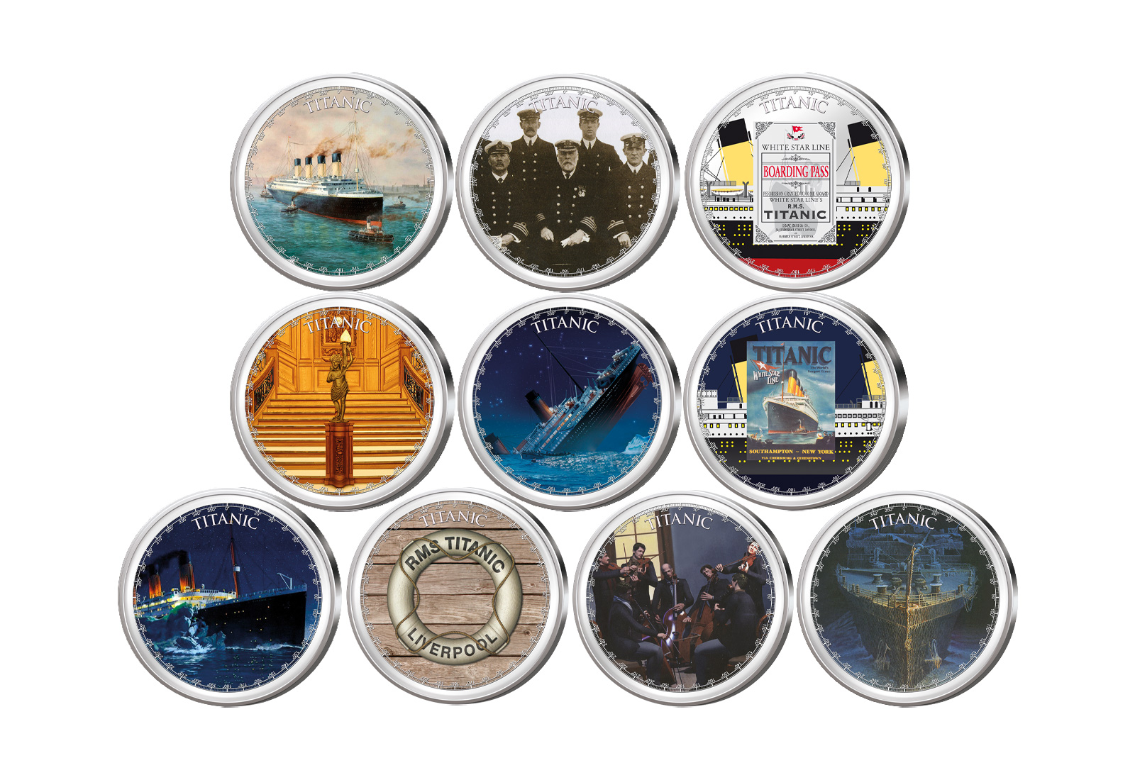 Titanic 10er Kollektion mit Farbmotiv im Etui inkl. Zertifikat