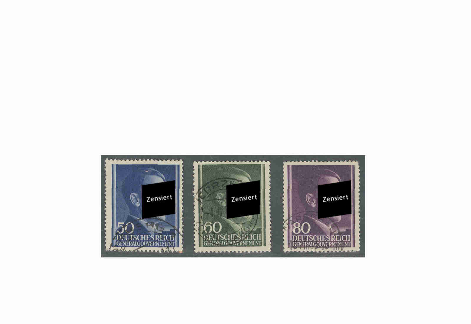 Generalgouvernement Freimarken 1943: Adolf Hitler Michel Nr. 110/112 gestempelt
