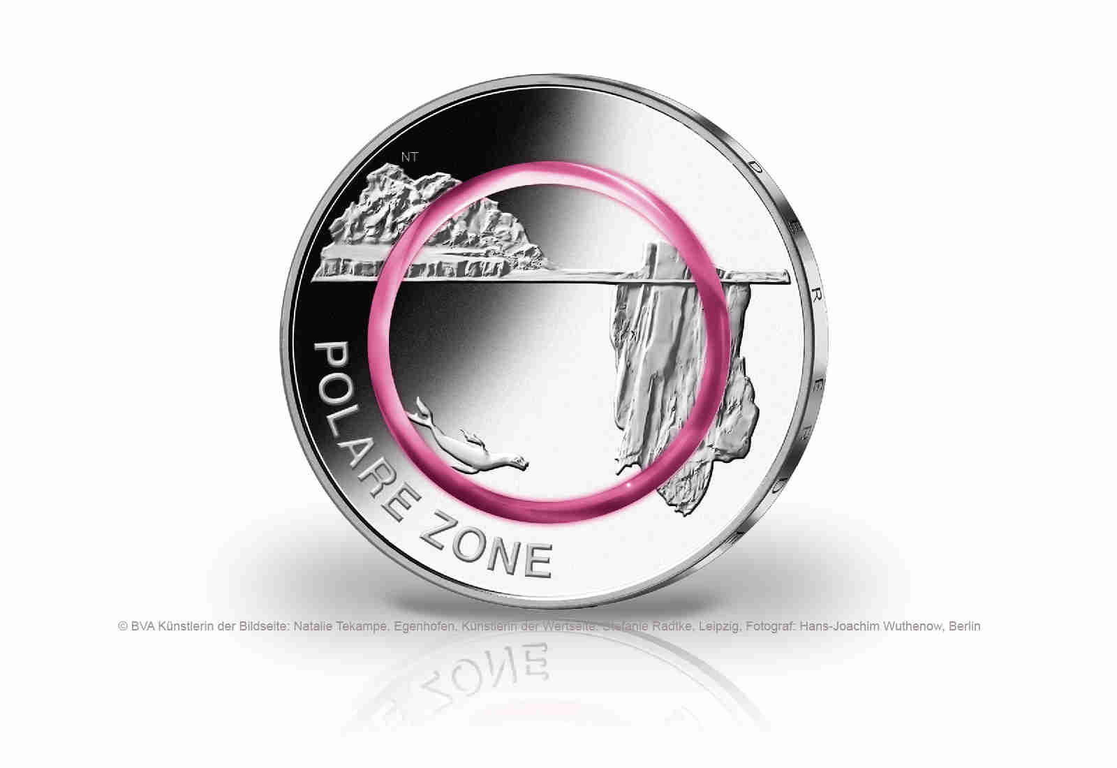  5 Euro 2021 Deutschland Polare Zone mit Polymerring st Prägestätte J