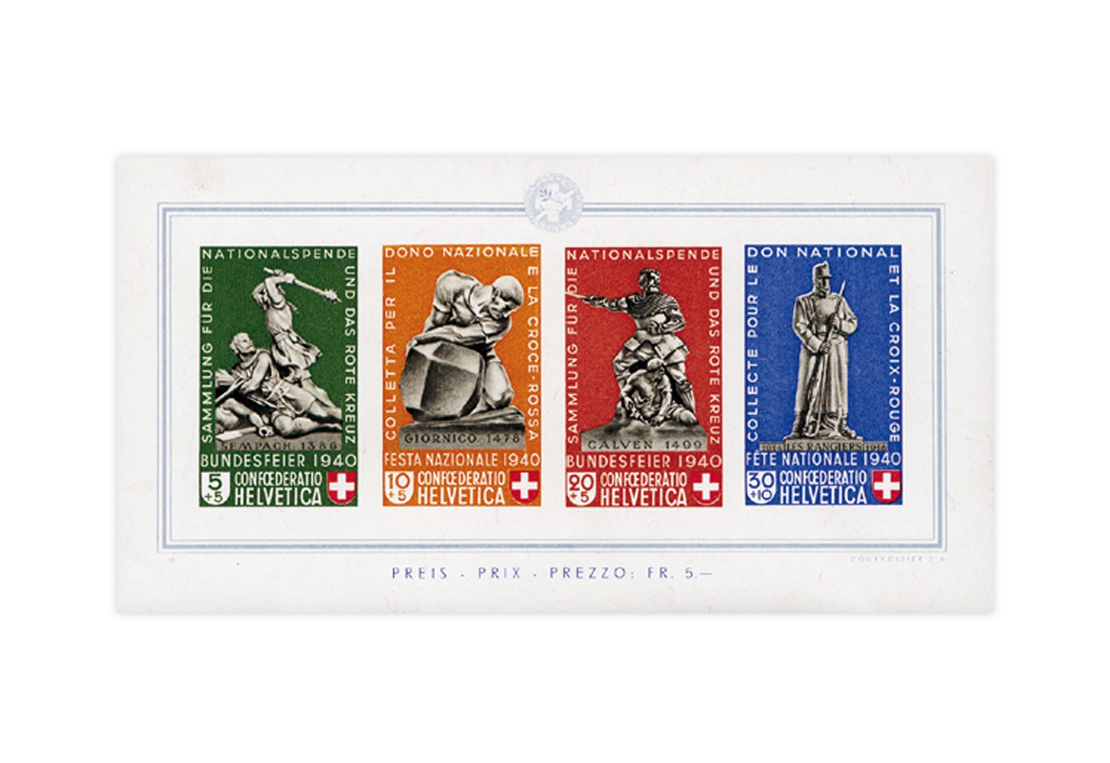 Briefmarken Schweiz Pro Patria 1940 Michel-Nr. Block 5 postfrisch