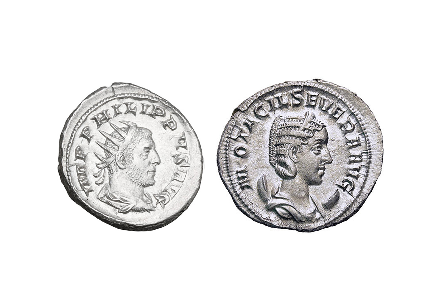 2 Silberdenare 1000 Jahre Rom Philippus I. & Otacilia Severa