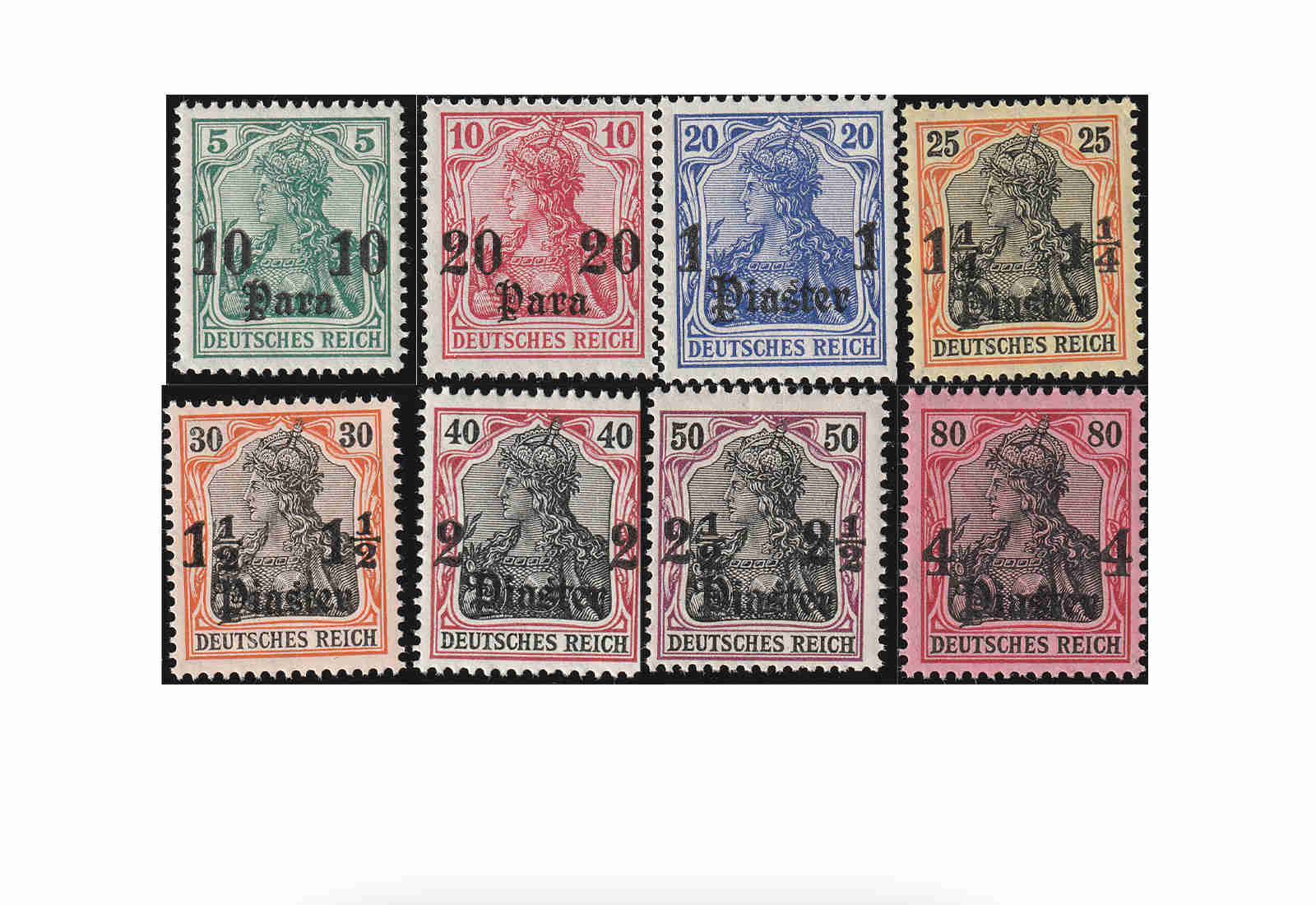 Dt. Auslandspostämter Türkei Freimarken 1905/13 Mi.Nr. 36-42y, 43 **