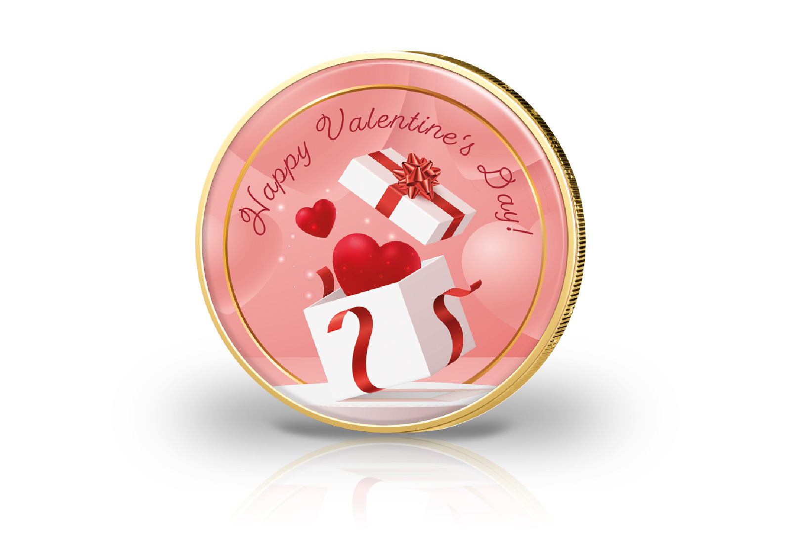 2 Euro mit Farbmotiv und 24 Karat Goldauflage Valentinstag