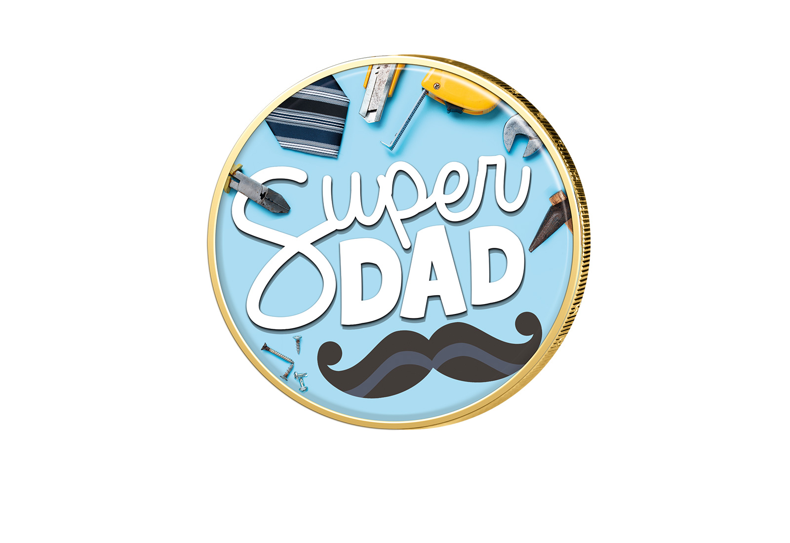 2 Euro mit Farbmotiv Geschenk Superdad Vatertag Vergoldet