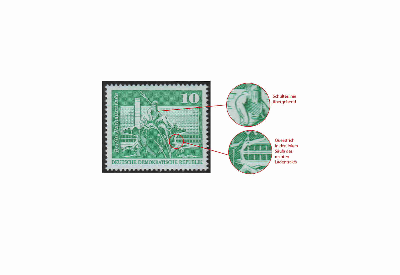 DDR Mi.Nr. 1843 II a ** Freimarke Neptunbrunnen Aufbau in der DDR; Großformat