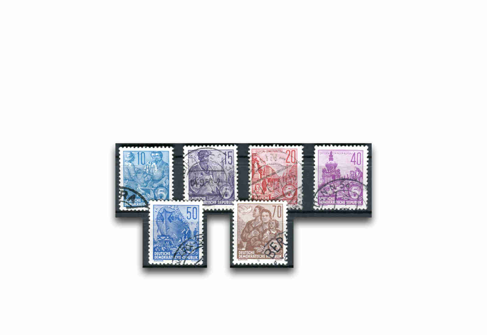 Briefmarken DDR Fünfjahrplan 1955 Michel-Nr. 453-458 gestempelt