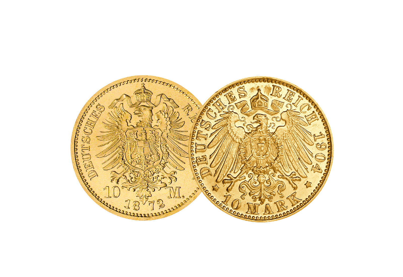 10 Mark Goldmünzen Deutsches Kaiserreich Bayern König Ludwig II. und Otto Jaeger-Nr. 2er Set 193, 201