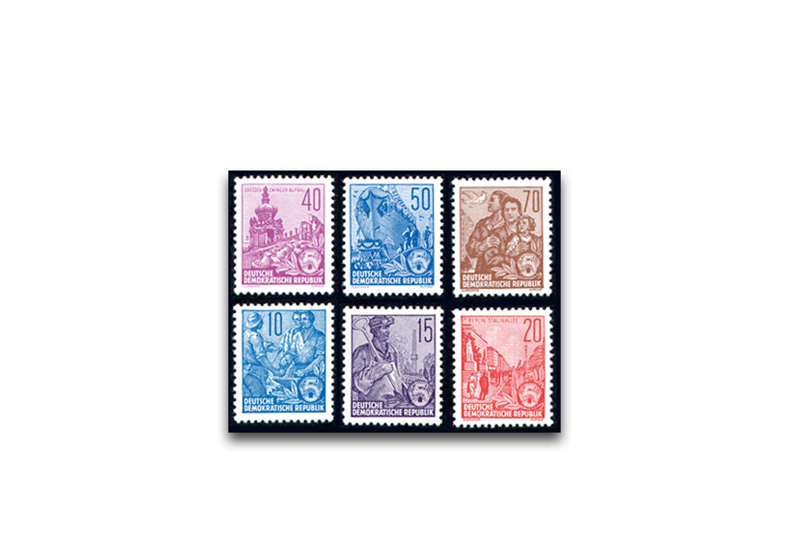 Briefmarken DDR Fünfjahrplan 1955 Michel-Nr. 453-458 postfrisch