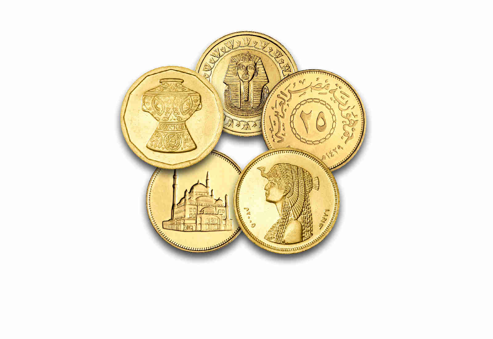 Worldcoinsatz Ägypten Prestige Münzsatz veredelt mit Gold und Rhodium