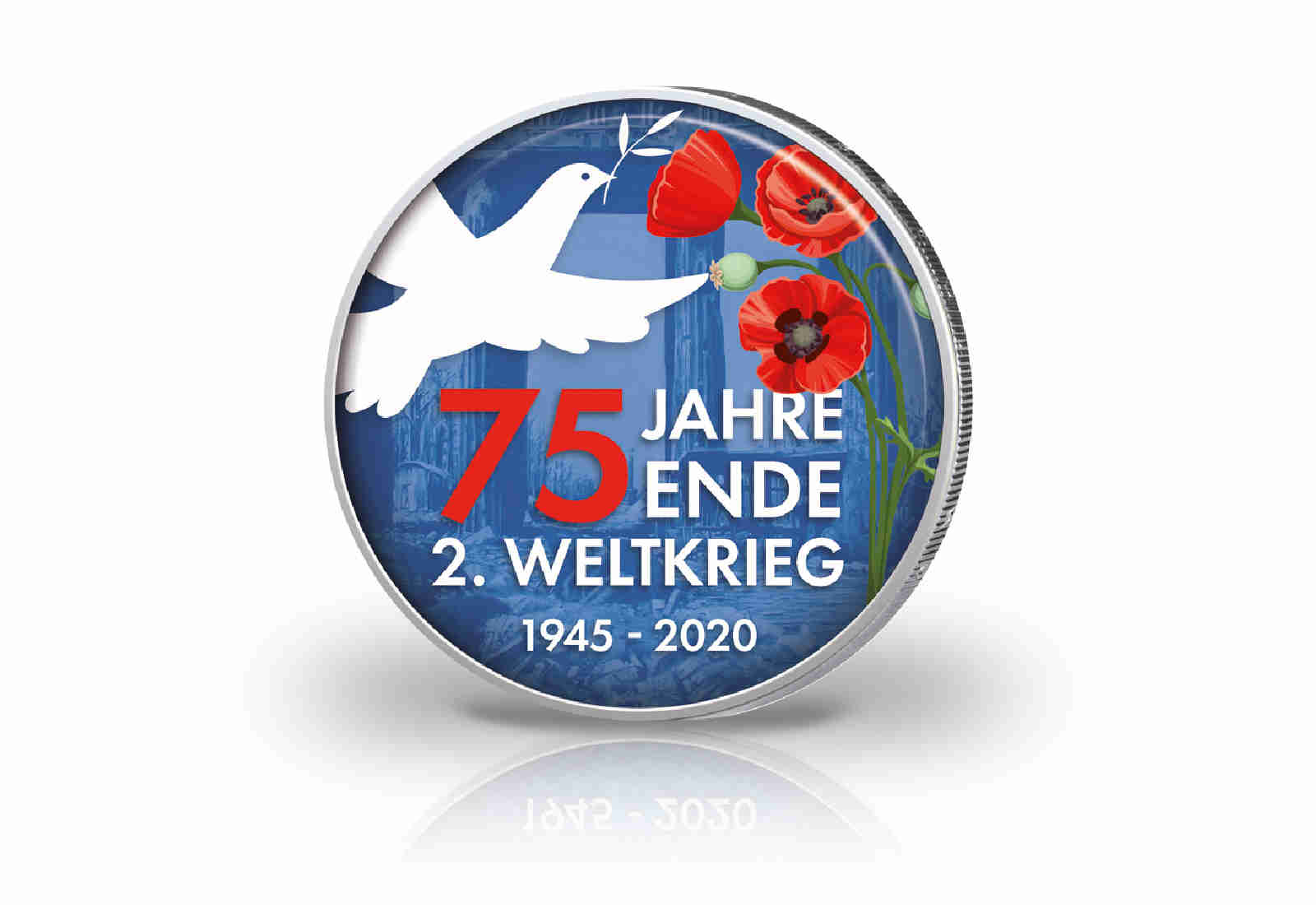 2 Euro mit Farbmotiv 75 Jahre Ende des II. Weltkrieg