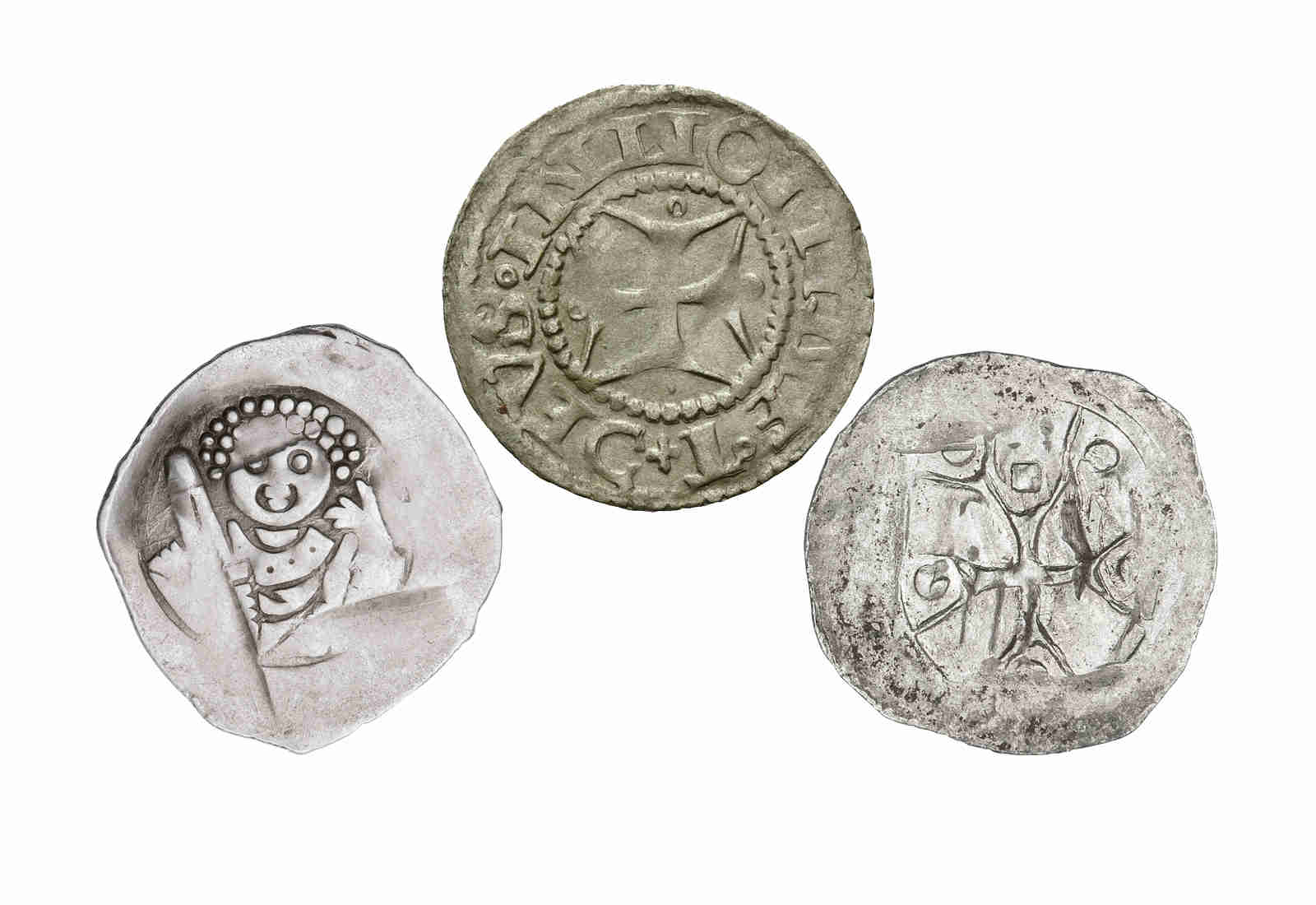 3er Set 13-16 Jhd Deutsches Mittelalter Heller Witten Pfennig im Etui inklusive Zertifikat