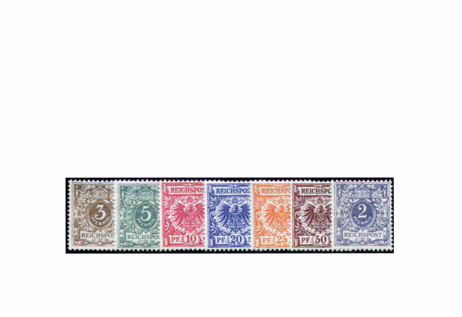 Briefmarken Deutsches Kaiserreich Krone/Adler 1889/1890 Mi.Nr. 45/50 und 52 Falz