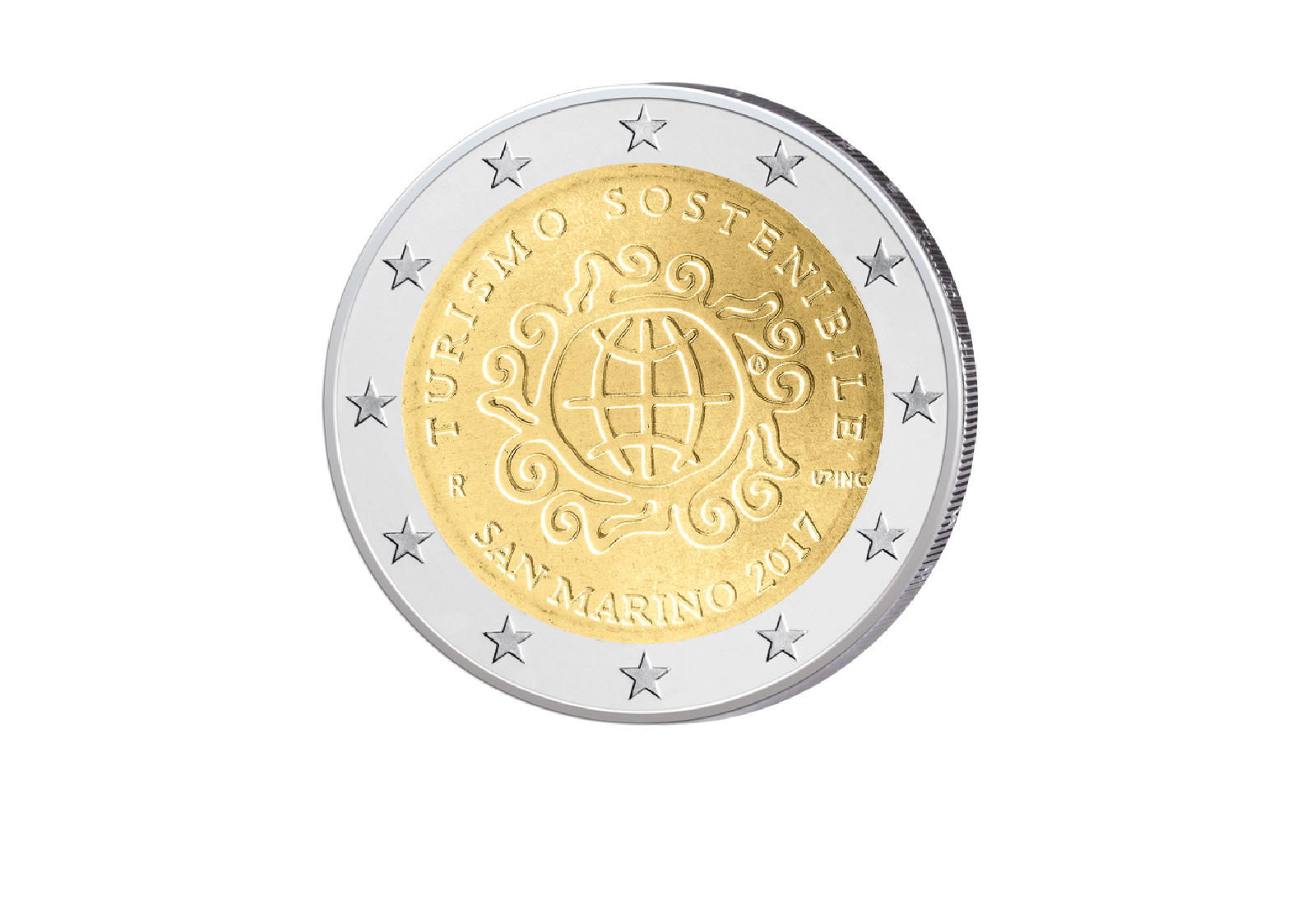 2 Euro 2017 San Marino Internationales Jahr des nachhaltigen Tourismus für Entwicklung st im Blister