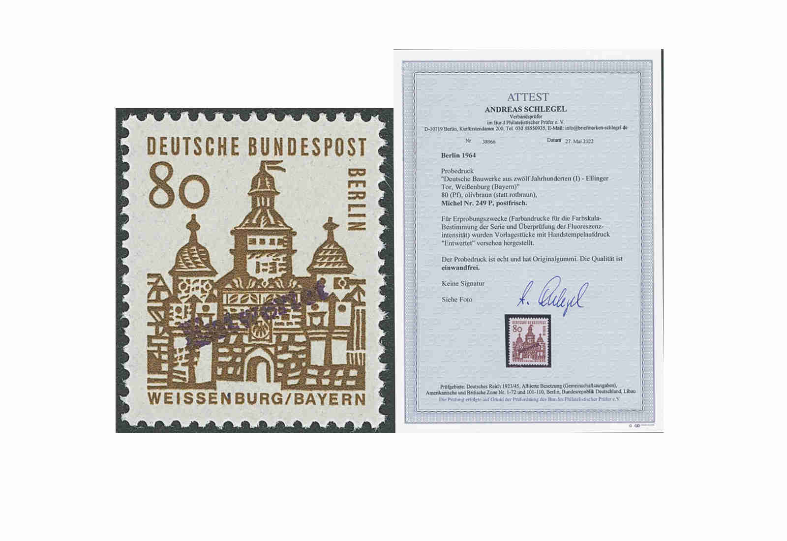 Berlin MiNr. 249 P postfrisch FA Probedruck