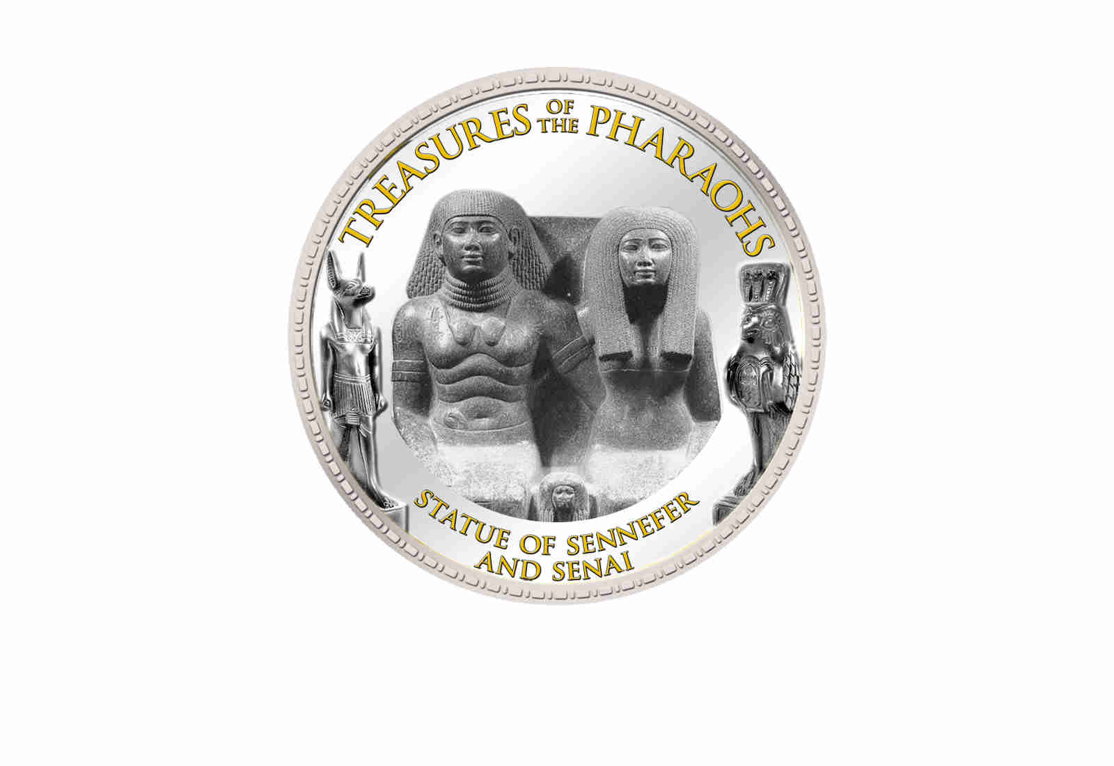 1 Pfund Ägypten Statue Senefer und Senai, 999,9 Goldauflage mit Farbmotiv