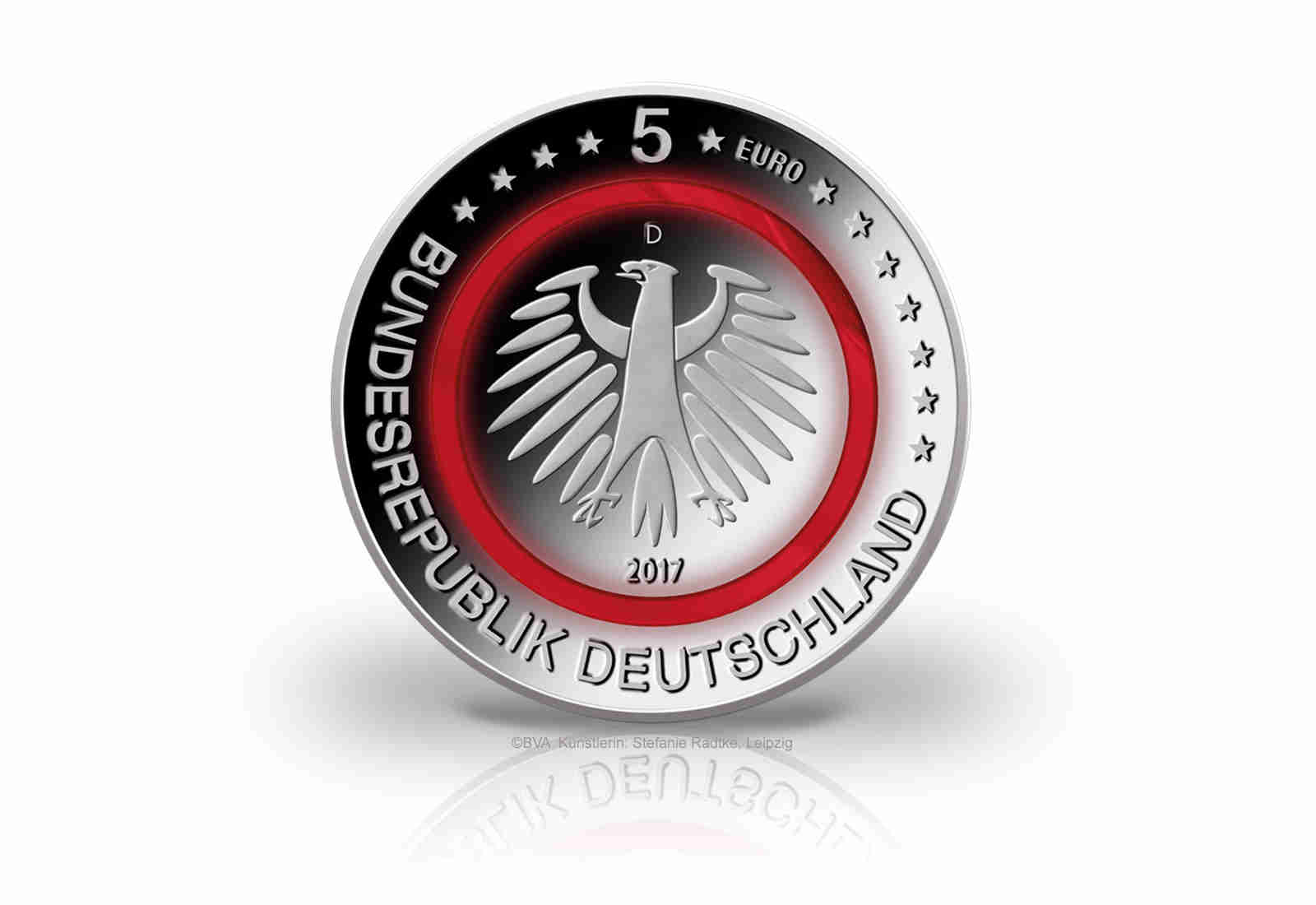 5 Euro 2017 Deutschland Tropische Zone mit rotem Polymerring st Prägestätte D