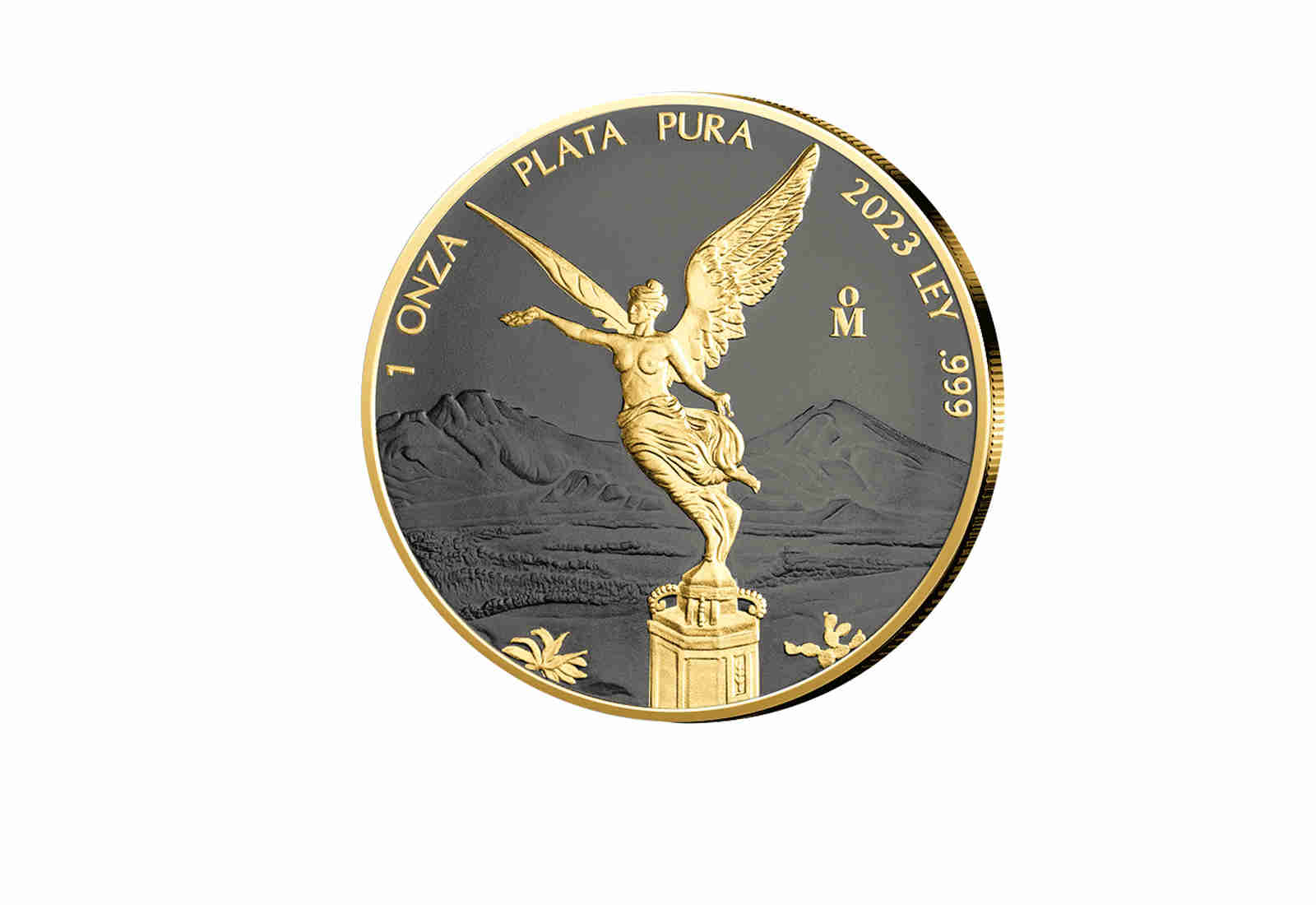 Libertad 1 oz Silber 2023 Mexiko mit 24 Karat Goldauflage und Ruthenium