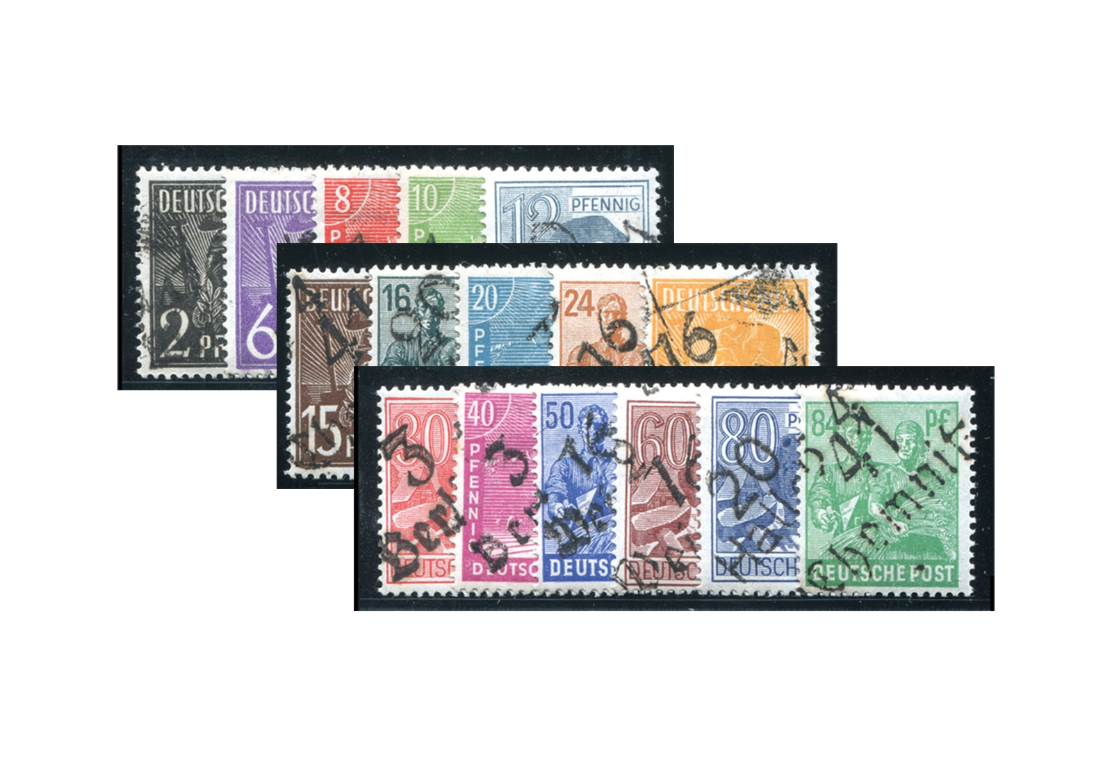 SBZ Bezirkshandstempel 1948 Bezirk 14 Dresden 1 Mi.Nr. 166/181 (ohne 179) gestempelt geprüft