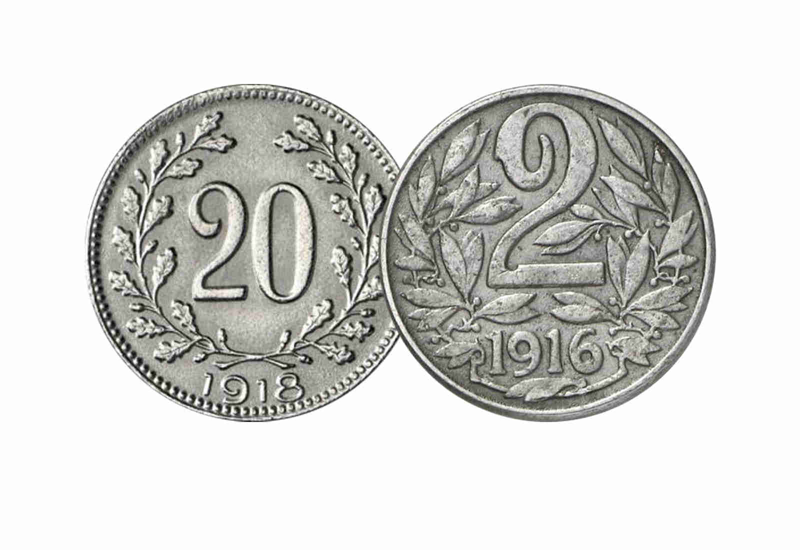 2er Set 20 Heller Österreich Karl I. 1916-1918 KM 2824 & 2826